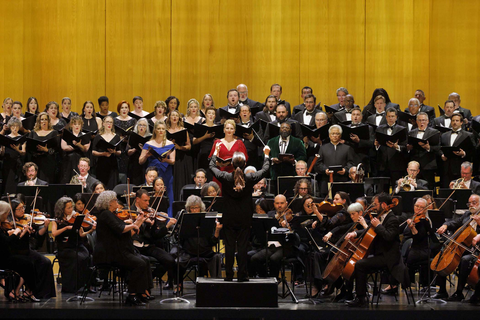 Eun Sun Kim conducts the San Francisco Opera Orchestra and Chorus with vocal soloists Jennifer Holloway, Annika Schlicht, Russell Thomas, and Kwangchul Youn in Beethoven's Ninth Symphony on October 26, 2024. Photo: Cory Weaver/San Francisco Opera