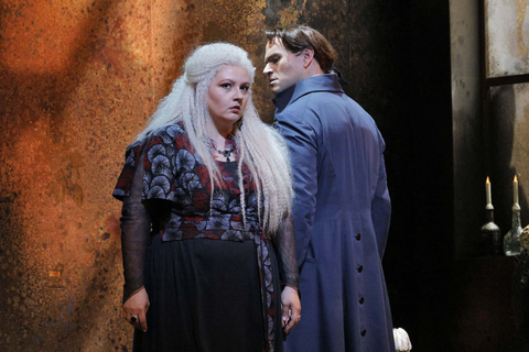 Judit Kutasi as Ulrica and Michael Fabiano as Gustavus III in Verdi's "Un Ballo in Maschera." Photo: Cory Weaver/San Francisco Opera