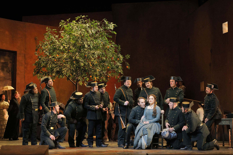 Louise Alder as Micaëla and members of the San Francisco Opera Chorus in Bizet's "Carmen." Photo: Cory Weaver/San Francisco Opera