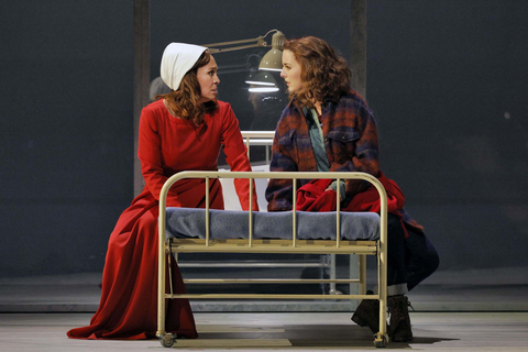 Irene Roberts as Offred and Simone McIntosh as Offred Double in Poul Ruders and Paul Bentley's "The Handmaid's Tale." Photo: Cory Weaver/San Francisco Opera