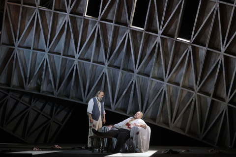 Wolfgang Koch as Kurwenal and Simon O'Neill as Tristan in Wagner's "Tristan und Isolde." Photo: Cory Weaver/San Francisco Opera