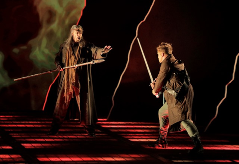 Greer Grimsley as Wotan and Daniel Brenna as the title role in Wagner's "Siegfried." Photographer: Cory Weaver/San Francisco Opera.