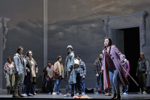 Ying Fang as Ilia (right) with members of the San Francisco Opera Chorus in Mozart's "Idomeneo."  Photo: Cory Weaver/San Francisco Opera
