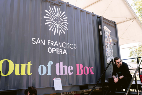 Shipping container mobile stage for "Bohème Out of the Box."  Photo: Kristen Loken/San Francisco Opera