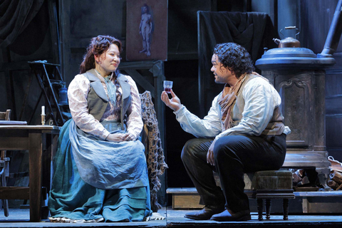 Karen Chia-ling Ho (Mimì) and Pene Pati (Rodolfo), La Bohème, Giacomo Puccini. San Francisco Opera, 2024-25. Photo: Cory Weaver/San Francisco Opera