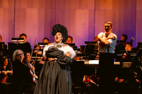 Sapphira Cristál and Robert Mollicone (conductor) at San Francisco Opera's Pride Concert, June 27, 2025  Photo: Kristen Loken/San Francisco Opera
