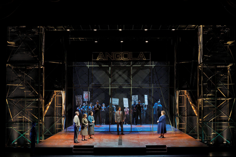 Rod Gilfry as Owen Hart, Caroline Corrales as Kitty Hart, Nikola Printz as Jad Boucher, Samuel White as Howard Boucher, and Jamie Barton as Sister Helen Prejean in Jake Heggie and Terrence McNally's "Dead Man Walking." Photo: Cory Weaver/San Francisco Opera