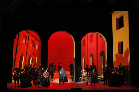 Act I scene from Verdi's "Rigoletto."