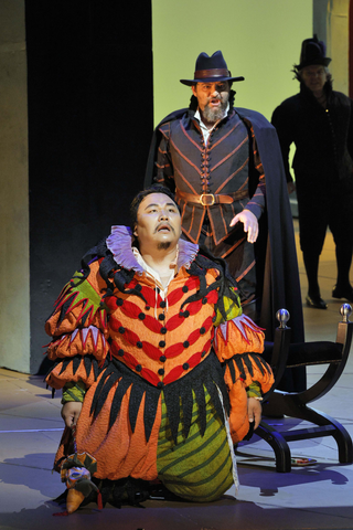 Amartuvshin Enkhbat as Rigoletto and Aleksey Bogdanov as Monterone in Verdi's "Rigoletto."