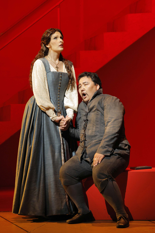 Adela Zaharia as Gilda and Amartuvshin Enkhbat as the title role in Verdi's "Rigoletto."