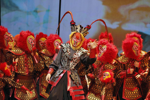 Kang Wang as the Monkey King with members of the San Francisco Opera Chorus in Huang Ruo and David Henry Hwang's "The Monkey King." Photo: Cory Weaver/San Francisco Opera