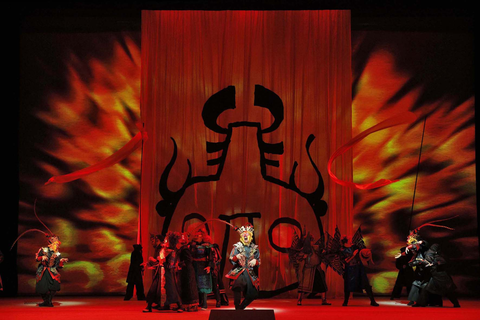 Kang Wang (center) as the title role in Huang Ruo and David Henry Hwang's "The Monkey King." Photo: Cory Weaver/San Francisco Opera