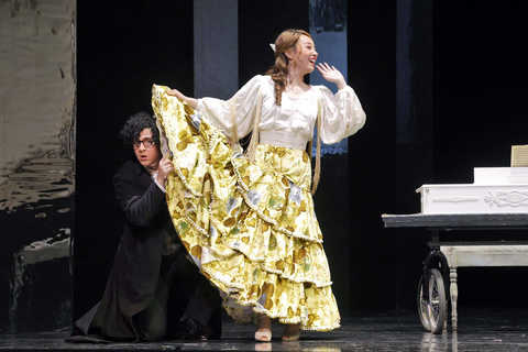 Jack Swanson as Count Almaviva (in disguise as Don Alonso) and Hongni Wu as Rosina in Rossini's "The Barber of Seville." Photo: Cory Weaver/San Francisco Opera