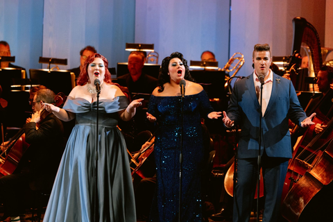 Sadie Cheslak, Alexa Frankian, Thomas Kinch at San Francisco Opera's "Pride Concert," June 26, 2026. Photo: Kristen Loken/San Francisco Opera