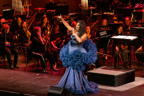 Sapphira Cristál hosts San Francisco Opera's "Pride Concert," June 26, 2026. Photo: Reneff-Olson Productions/San Francisco Opera
