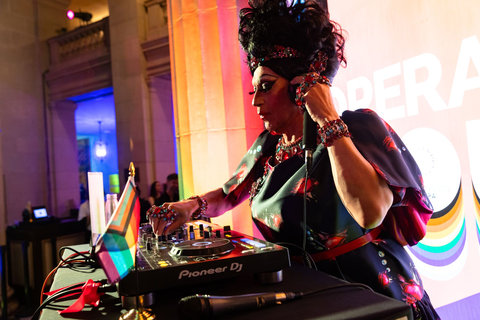 DJ Juanita MORE! at dance party after San Francisco Opera's "Pride Concert," June 26, 2026. Photo: Reneff-Olson Productions/San Francisco Opera