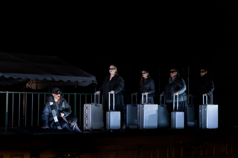 Heidi Stober as Mary, Queen of Scots with the four Marys, Sadie Cheslak as Mary Seton, Sofia Gotch as Mary Beaton, Mary Hoskins as Mary Livingston, Alexa Frankian as Mary Fleming in Thea Musgrave's "Mary, Queen of Scots." Photo: Matthew Washburn/San Francisco Opera