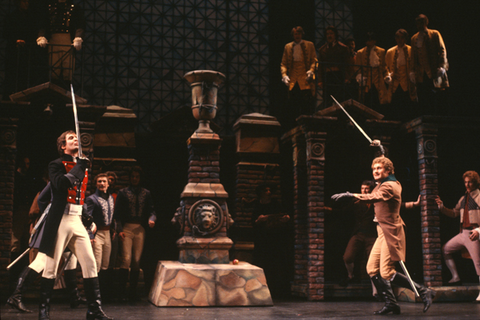 William Pell (Romeo), Gary Harger (Tybalt), Romeo and Juliet, Charles Gounod. San Francisco Opera/SPOT, 1981-82. Photographer: Ron Scherl/San Francisco Opera.