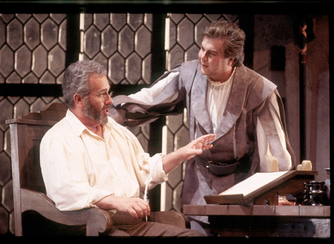 James Morris (Hans Sachs), Robert Dean Smith (Walter von Stolzing), Die Meistersinger von Nϋrnberg, Richard Wagner. San Francisco Opera, 2001-02. Photographer: Larry Merkle/San Francisco Opera.