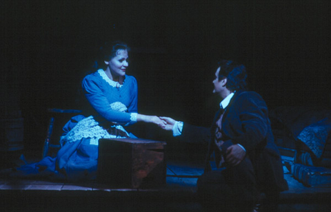 Elena Prokina (Mimì), Frank Lopardo (Rodolfo), La Bohème, Giacomo Pucinni. San Francisco Opera, 2003-04. Photographer: Ken Friedman/San Francisco Opera.