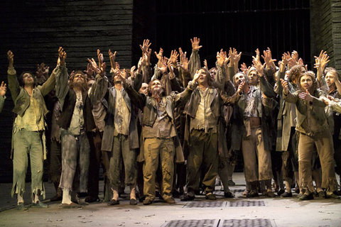 Sean Panikkar (First Prisioner), Chorus, Fidelio, Ludwig van Beethoven. San Francisco Opera, 2005-06. Photographer: Terrence McCarthy/San Francisco Opera.