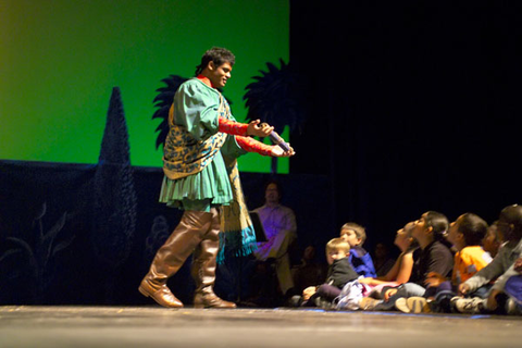 Sean Pannikar (Tamino), members of the audience, Die Zauberflote, Wolfgang Amadeus Mozart. San Francisco Opera 2005-06. Photographer: Terrence McCarthy/San Francisco Opera.