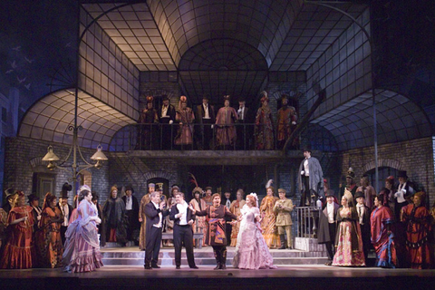 Ensemble, Die Fledermaus, Johann Strauss Jr. San Francisco Opera, 2006-07. Photographer: Terrence McCarthy/San Francisco Opera.