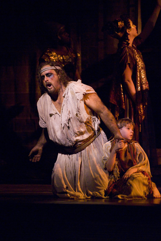 Clifton Forbis (Samson), Seth Durrant (Boy), Samson et Dalila, Camille Saint-Saëns. San Francisco Opera, 2007-08. Photographer: Terrence McCarthy/San Francisco Opera.