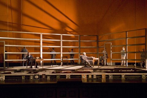 Andrew Shore (Ulysses S. Grant), Dwayne Croft (Robert E. Lee), Supernumeraries, Appomattox, Philip Glass. San Francisco Opera, 2007-08. Photographer: Terrence McCarthy/San Francisco Opera.