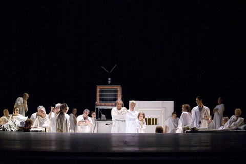 William Burden (Tom Rakewell), Chorus, The Rake's Progress, Igor Stravinsky. San Francisco Opera, 2007-08. Photographer: Terrence McCarthy/San Francisco Opera.