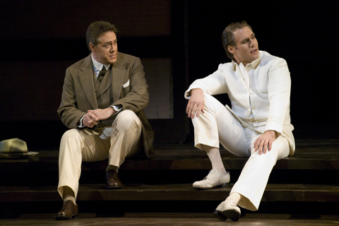 Stephen Powell (Sharpless), Brandon Jovanovich (Pinkerton), Madama Butterfly, Giacomo Puccini. San Francisco Opera, 2007-08. Photographer: Terrence McCarthy/San Francisco Opera.