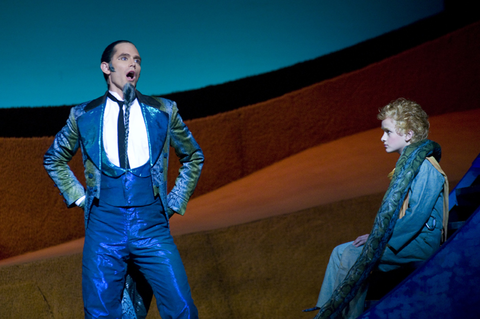 Thomas Glenn (The Snake), Tovi Wayne (The Little Prince), The Little Prince, Rachel Portman. San Francisco Opera, 2007-08. Photographer: Kristen Loken/San Francisco Opera.