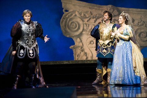 Susan Graham (Ariodante), Richard Croft (Lurcanio), Veronica Cangemi (Dalinda), Ariodante, George Frideric Handel. San Francisco Opera, 2007-08. Photographer: Terrence McCarthy/San Francisco Opera.