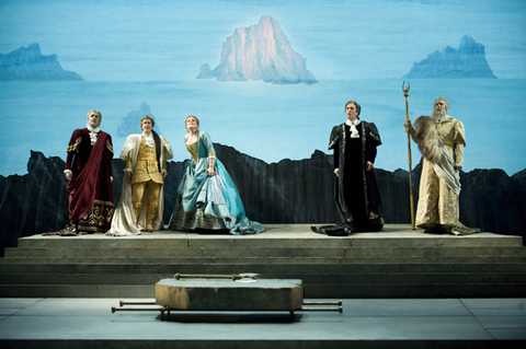 Alek Schrader (Arbace), Alice Coote (Idamante), Genia Kühmeier (Ilia), Kurt Streit (Idomeneo), Robert MacNeil (High Priest of Neptune), Idomeneo, Wolfgang Amadeus Mozart. San Francisco Opera, 2008-09. Photographer: Terrence McCarthy/San Francisco.