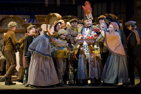 Colby Roberts (Parpignol), Chorus, La Bohème, Giacomo Puccini. San Francisco Opera, 2008-09. Photographer: Terrence McCarthy/San Francisco Opera.