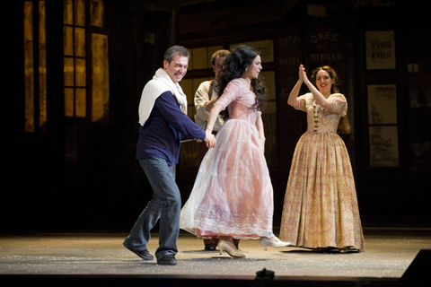 Bows, Nicola Luisotti (Conductor), Angela Gheorghiu (Mimì), Ensemble, La Bohème, Giacomo Puccini. San Francisco Opera, 2008-09. Photographer: Terrence McCarthy/San Francisco Opera.