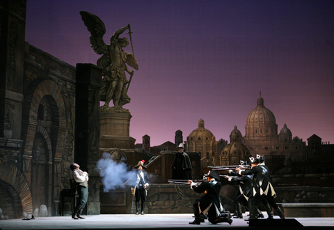 Carlo Ventre (Cavaradossi), Ensemble, Tosca, Giacomo Puccini. San Francisco Opera, 2008-09. Photographer: Cory Weaver/San Francisco Opera.