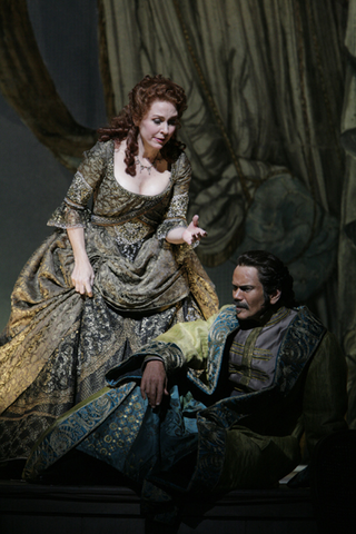 Mary Dunleavy (Constanze), Charles Shaw Robinson (Pasha Selim), Die Entführung aus dem Serail, Wolfgang Amadeus Mozart. San Francisco Opera, 2009-10. Photographer: Cory Weaver/San Francisco Opera.