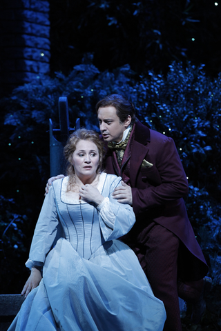 Patricia Racette (Marguerite), Stefano Secco (Faust), Faust, Charles François Gounod. San Francisco Opera, 2009-10. Photographer: Cory Weaver/San Francisco Opera.