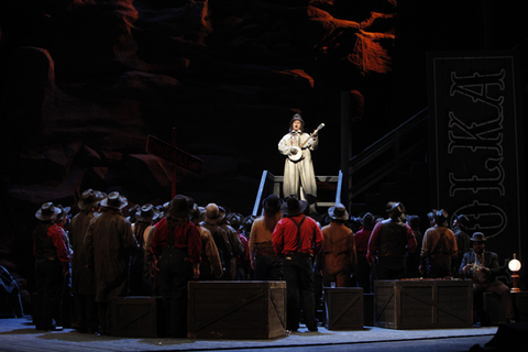 Trevor Scheunemann (Jack Wallace), Chorus, La Fanciulla del West, Giacomo Puccini. San Francisco Opera, 2009-10. Photographer: Cory Weaver/San Francisco Opera.