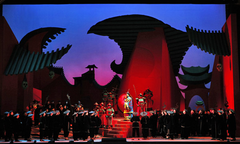 Ryan Kuster (A Mandarin), Chorus, Supernumeraries, Turandot, Giacomo Puccini. San Francisco Opera, 2011-12. Photographer: Cory Weaver/San Francisco Opera.