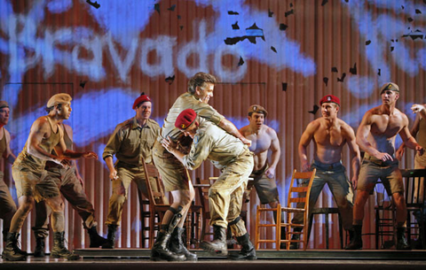 Thomas Hampson (Rick Rescorla), William Burden (Dan Hill), Heart of a Soldier, Christopher Theofanidis. San Francisco Opera, 2011-12. Photographer: Cory Weaver/San Francisco Opera.