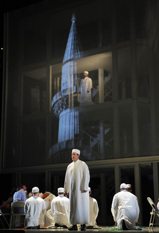 William Burden (Dan Hill), Mohannad Mchallah (Imam), Heart of a Soldier, Christopher Theofanidis. San Francisco Opera, 2011-12. Photographer: Cory Weaver/San Francisco Opera.