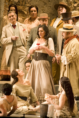 Maya Lahyani (Carmen), Chorus, Carmen for Families, Georges Bizet. San Francisco Opera, 2011-12. Photographer: D. Ross Cameron/San Francisco Opera.