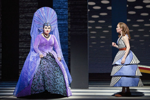 Albina Shagimuratova (The Queen of the Night), Heidi Stober (Pamina), Die Zauberflöte, Wolfgang Amadeus Mozart. San Francisco Opera, 2011-12. Photographer: Cory Weaver/San Francisco Opera.