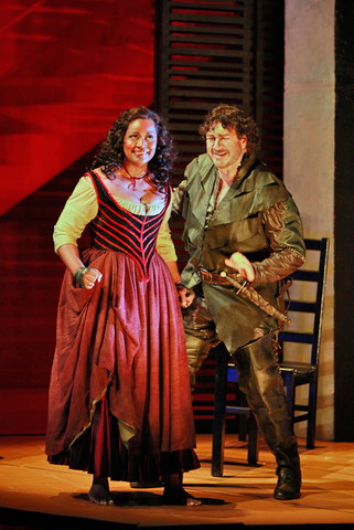 Kendall Gladen (Maddalena), Andrea Silvestrelli (Sparafucile), Rigoletto, Giuseppe Verdi. San Francisco Opera, 2012-13. Photographer: Cory Weaver/San Francisco Opera.