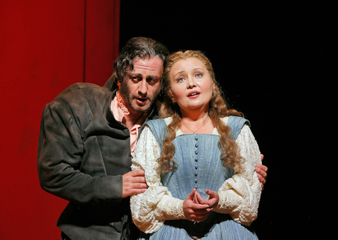 Marco Vratogna (Rigoletto), Albina Shagimuratova (Gilda), Rigoletto, Giuseppe Verdi. San Francisco Opera, 2012-13. Photographer: Cory Weaver/San Francisco Opera.