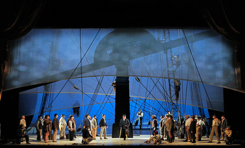 Jay Hunter Morris (Captain Ahab), Chorus, Moby-Dick, Jake Heggie. San Francisco Opera, 2012-13. Photographer: Cory Weaver/San Francisco Opera.