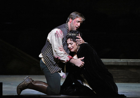 Brian Jagde (Mario Cavaradossi), Patricia Racette (Floria Tosca), Tosca, Giacomo Puccini. San Francisco Opera, 2012-13. Photographer: Cory Weaver/San Francisco Opera.