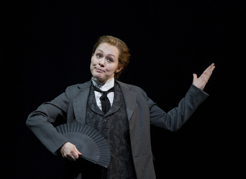 Angela Brower (Nicklausse), Les Contes d'Hoffmann, Jacques Offenbach. San Francisco Opera, 2012-13. Photographer: Cory Weaver/San Francisco Opera.